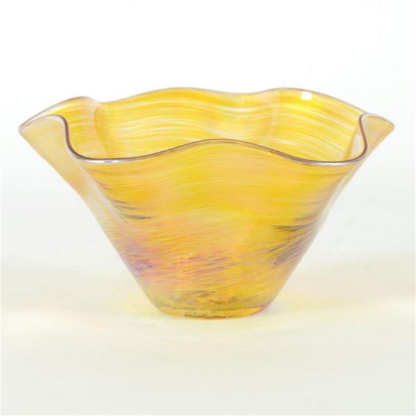 Glass Eye Studios, "Mini Wave Bowl (Gold)" Hand Blown Glass Sculpture (Second).
