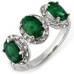 ACA CERTIFIED 2.58ctw DIAMOND & EMERALD RING WHITE GOLD