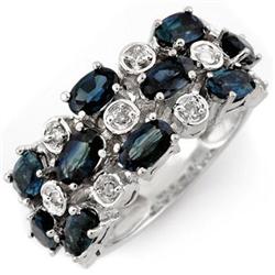 FINE 4.20ctw ACA CERTIFIED DIAMOND & BLUE SAPPHIRE RING