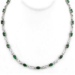 ACA CERTIFIED 7.02ctw DIAMOND & EMERALD TENNIS NECKLACE