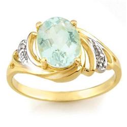 FINE 2.04ctw ACA CERTIFIED DIAMOND & AQUAMARINE RING