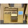Image 2 : WOODEN CHILDRENS PLAY KITCHEN, WOODEN PLAY TABLE, 3 LARGE A-FRAME STORAGE SHELVES & 2 ANGLED WOODEN