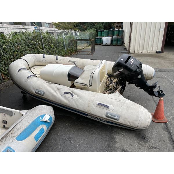 MERCURY AA350042M 5 PERSON SOLID BOTTOM INFLATABLE BOAT WITH SEAT, STEERING CONSOLE, CONTROLS,