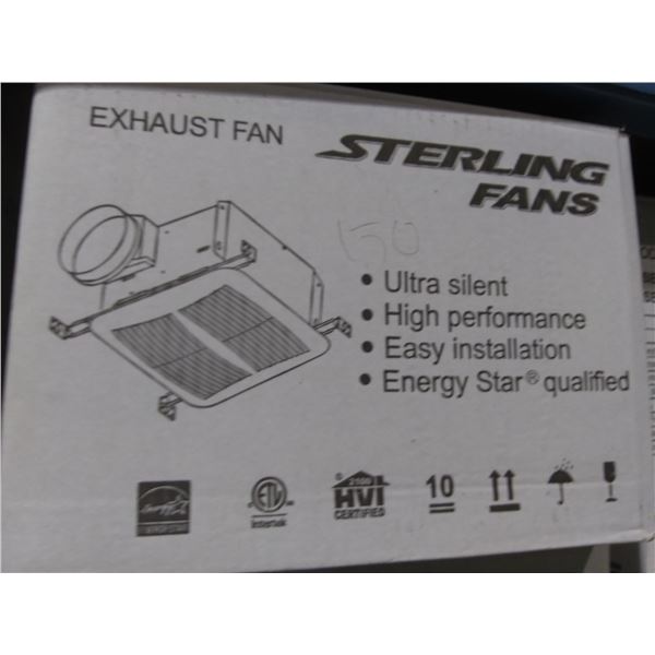 PAIR OF STERLING FANS SE150 ULTRA SILENT HIGH PERFORMANCE HVAC CEILING EXHAUST FANS