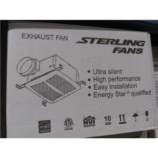 PAIR OF STERLING FANS SE150 ULTRA SILENT HIGH PERFORMANCE HVAC CEILING EXHAUST FANS