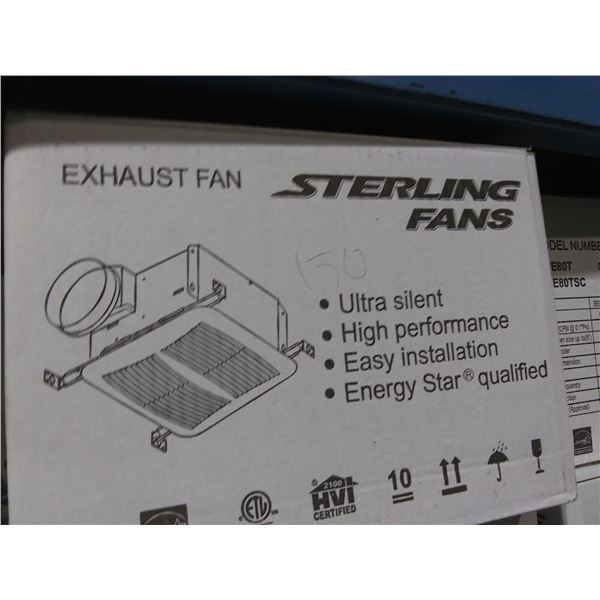 PAIR OF STERLING FANS SE150 ULTRA SILENT HIGH PERFORMANCE HVAC CEILING EXHAUST FANS