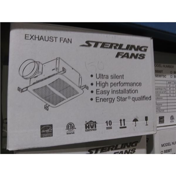 PAIR OF STERLING FANS SE150 ULTRA SILENT HIGH PERFORMANCE HVAC CEILING EXHAUST FANS