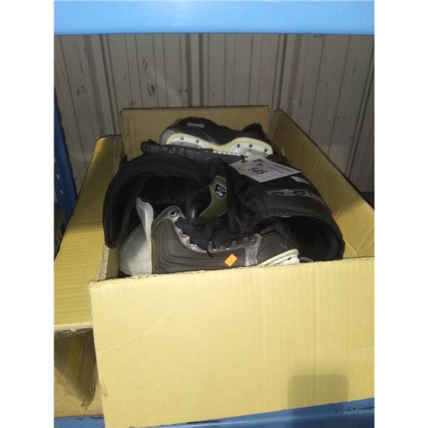 ASSORTED JR. HOCKEY EQUIPMENT INCLUDING: PAIR OF ICE SKATES SIZE 3D, PAIR OF GLOVES, PAIR OF SHIN