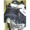 Image 2 : ASSORTED JR. HOCKEY EQUIPMENT INCLUDING: PAIR OF ICE SKATES SIZE 3D, PAIR OF GLOVES, PAIR OF SHIN