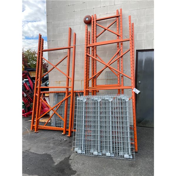 4 BAYS OF ORANGE INDUSTRIAL PALLET RACKING D48