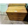 Image 2 : 1 LIGHT WOOD 2 DRAWER LATERAL FILING CABINET, 1 LIGHT WOOD 3 TIER SLIDING SHELF STORAGE CABINET