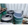 Image 2 : 3 GREEN METAL INDUSTRIAL WASTE DISPOSAL BARRELS WITH LIDS