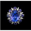 Image 2 : 14KT White Gold 9.22 ctw Tanzanite, Sapphire and Diamond Ring