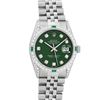 Image 2 : Rolex Mens Stainless Steel Diamond Lugs Green Diamond & Emerald Datejust Wristwa
