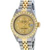 Image 2 : Rolex Ladies 2 Tone 18K Champagne String Diamond Lugs Datejust Wristwatch