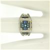 Image 8 : Antique Art Deco 18kt White Gold 1.25 ctw Aquamarine and Diamond Ring