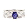 Image 2 : 1.10 ctw Blue Sapphire And Diamond Ring - 18KT White Gold