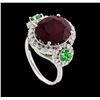 Image 4 : 5.91 ctw Ruby, Tsavorite, and Diamond Ring - 14KT White Gold