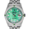 Image 1 : Rolex Mens Stainless Steel Green Mother Of Pearl Diamond Oyster Perpetual Dateju