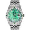 Image 3 : Rolex Mens Stainless Steel Green Mother Of Pearl Diamond Oyster Perpetual Dateju