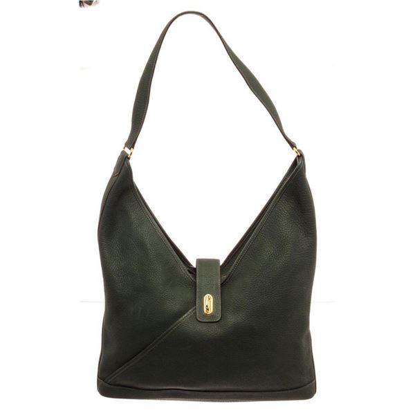 Hermes Black Leather Hobo Bag