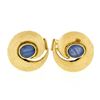 Image 1 : Vintage 14kt Yellow Gold Oval Blue Star Sapphire Florentine Swirl Cuff Links