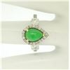 Image 7 : 14k Two Tone Gold Pear Jade & Large Diamond Accents w/ Halo 2.89 ctw Ring