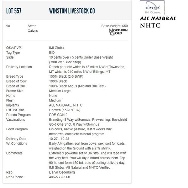 Winston Livestock Co - 90 Steers; Base Weight: 650