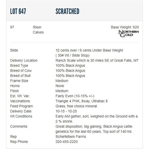 McKamey West Inc - 97 Steers; Base Weight: 620