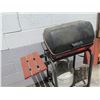 Image 2 : MECO Covered Gas BBQ Grill w/ Cart, Wood Side Shelves & Propane Tank