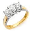 Image 1 : THREE-STONE 1.35ctw ACA CERTIFIED DIAMOND RING GOLD