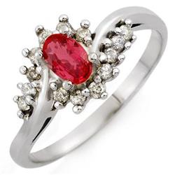 FINE 0.55ctw ACA Certified DIAMOND & RED SAPPHIRE RING