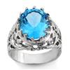 Image 1 : FINE 10.0ctw ACA CERTIFIED BLUE TOPAZ MEN'S RING