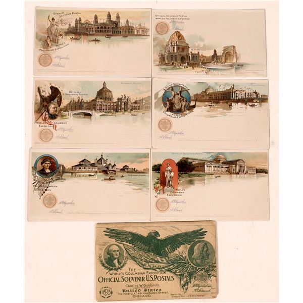 Official Souvenir U.S. Postals from Chicago World's Fair - 6 pcs in Original Sleeve  [137688]