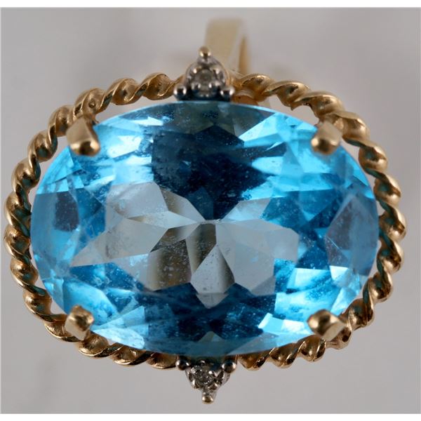 Blue Topaz Oval Gold Ring  [137761]