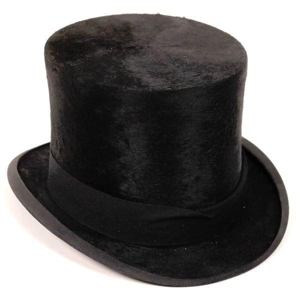 Black Velvet Style Top Hat, Non Folding, Unused  [135041]