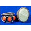 Image 1 : Pair of Men's Turquoise Silver Rings  [137699]