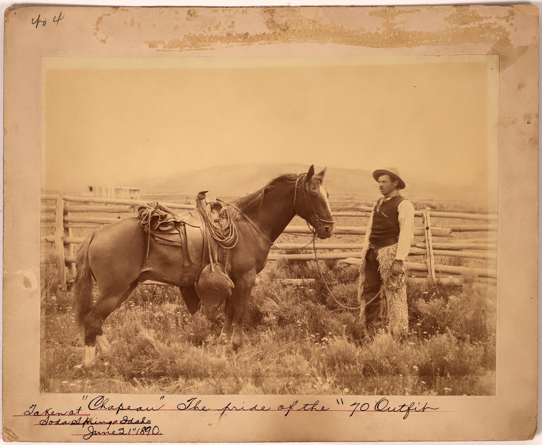 c.1890 Photograph of Idaho Cowboy & His Horse at the Two-Bar 70 Ranch ...