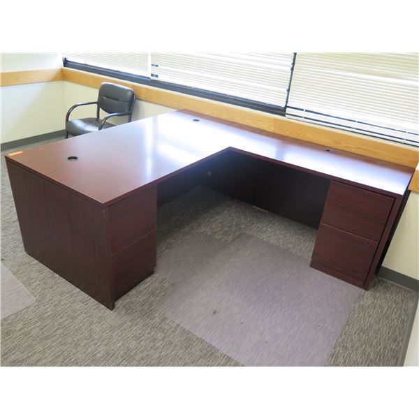 Wooden "L" Shape Desk w/ 2 Under Cabinets 71 & 48""x 36"W