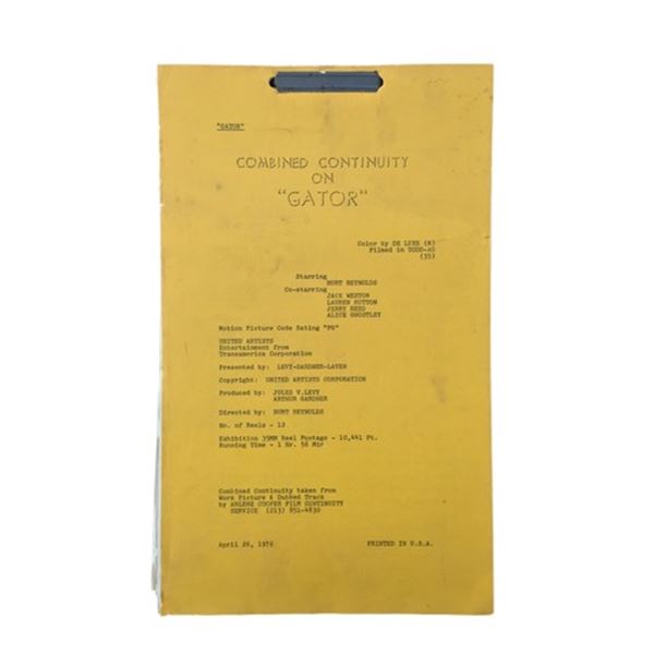 Gator (1976) Burt Reynolds Script