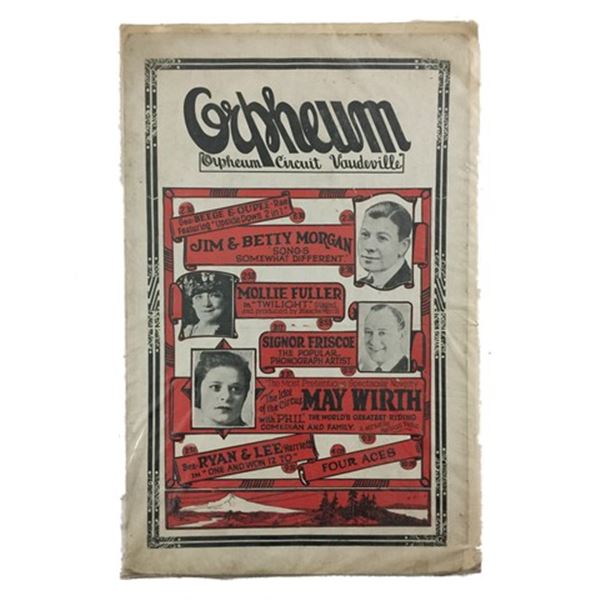 The Orpheum Circuit Vaudeville (1922) Window Card Movie Poster