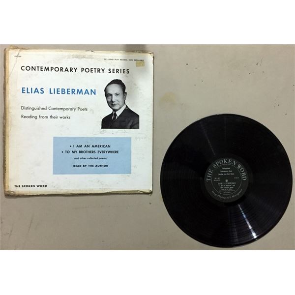 Elias Lieberman Signed "Contemporary Poetry Series, (1958) 'The Spoken Word" Vinyl