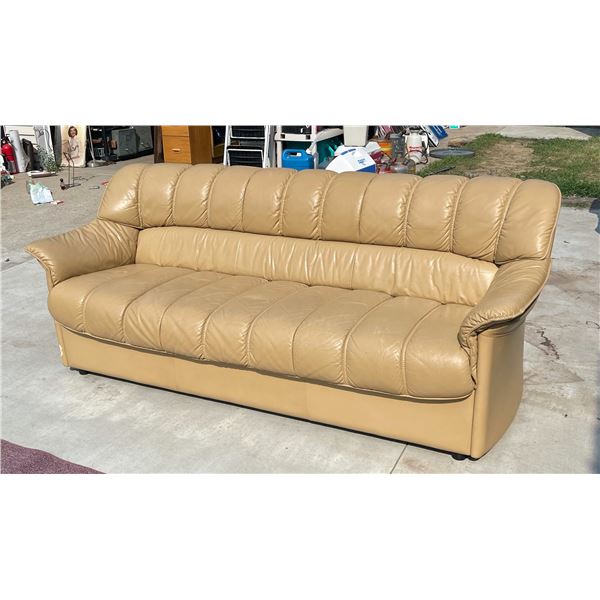 6.5 FT BEIGE LEATHER SOFA