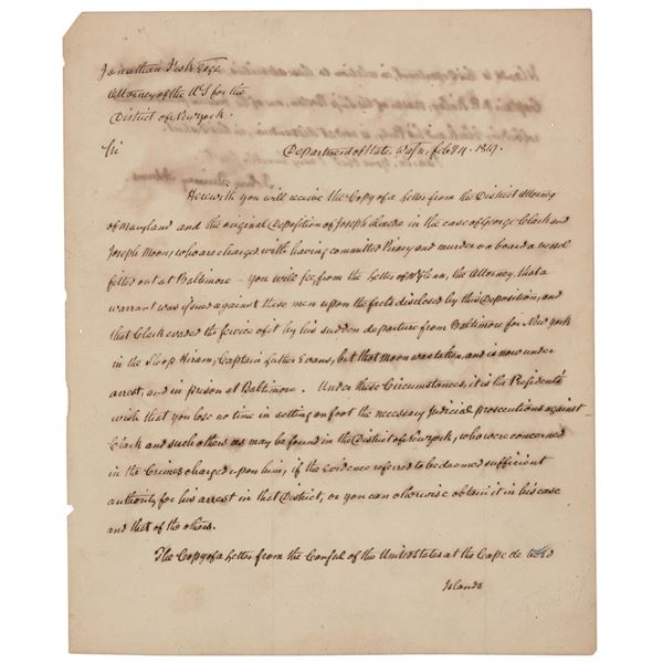 John Quincy Adams Letter Signed