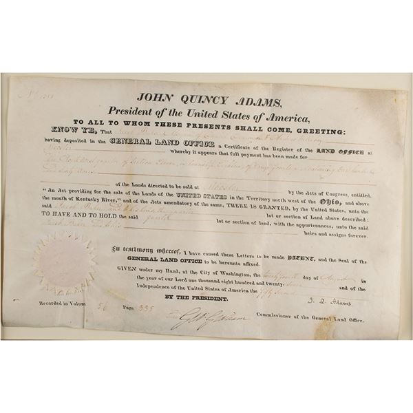 John Quincy Adams Document Signed as President