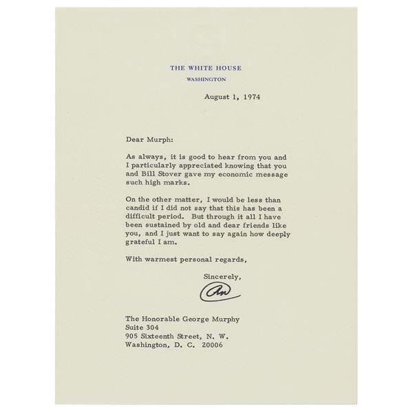 Richard Nixon Typed Letter Signed as President