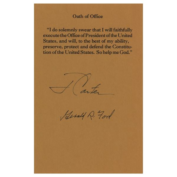 Jimmy Carter and Gerald Ford Signed Souvenir Oath of Office
