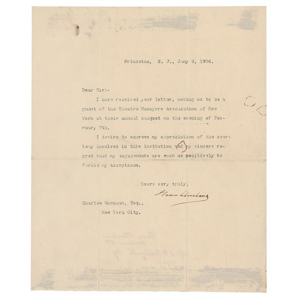 Grover Cleveland Typed Letter Signed