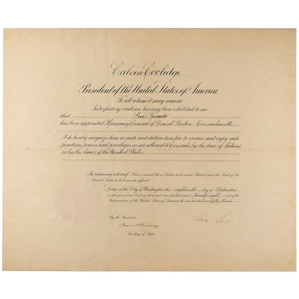 Calvin Coolidge Document Signed as President