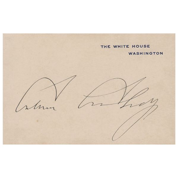 Calvin Coolidge Signed White House Card as President